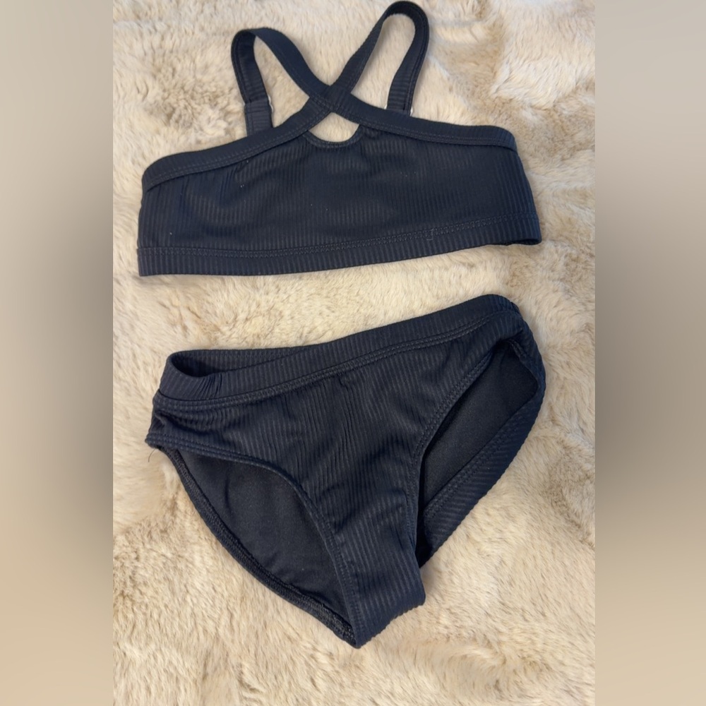 Black Ribbed Bikini Set